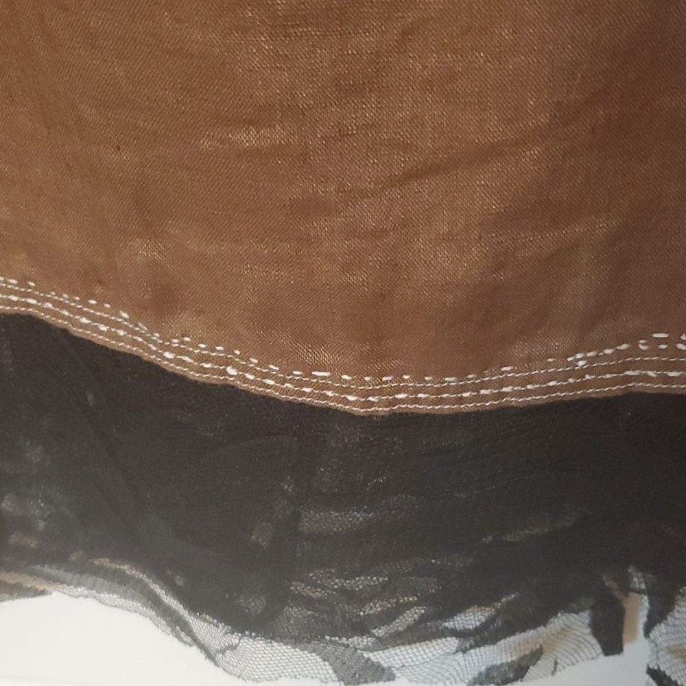Transformations by Helen brown linen tank embellished w black lace size medium - Picture 7 of 9